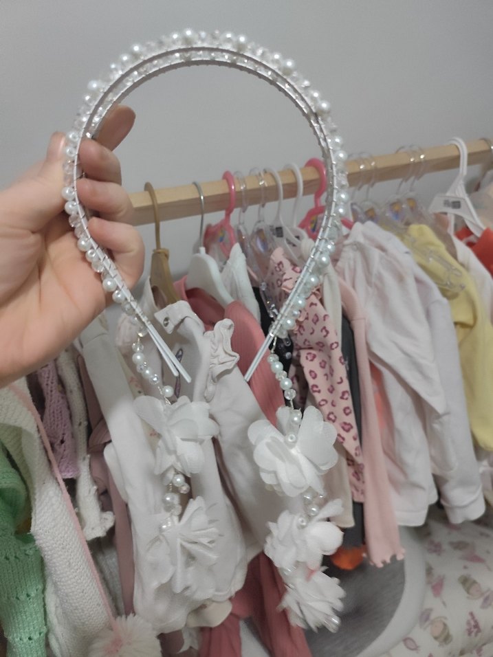 İnci Boncuklu Beyaz Taç - Görsel 2