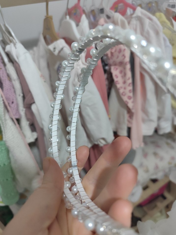 İnci Boncuklu Beyaz Taç - Görsel 5