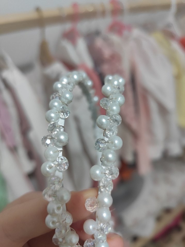 İnci Boncuklu Beyaz Taç - Görsel 4