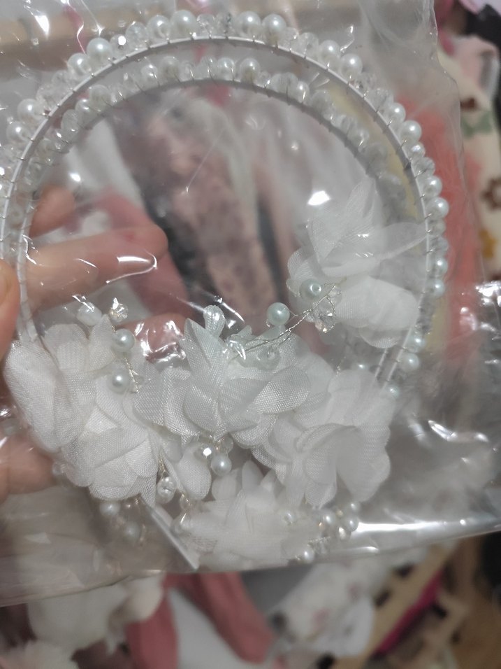 İnci Boncuklu Beyaz Taç - Görsel 3