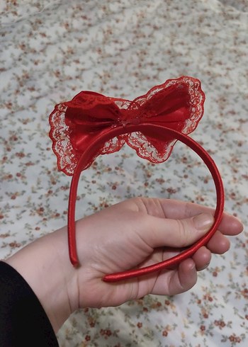 Kırmızı Nakışlı Fiyonklu lohusa tacı - Görsel 4