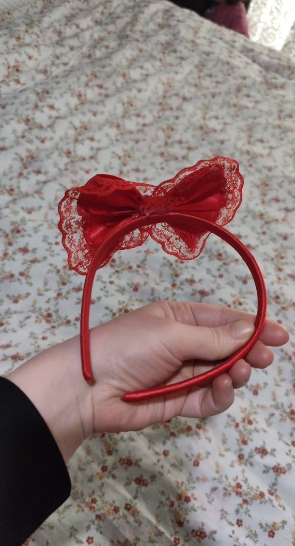 Kırmızı Nakışlı Fiyonklu lohusa tacı - Görsel 4