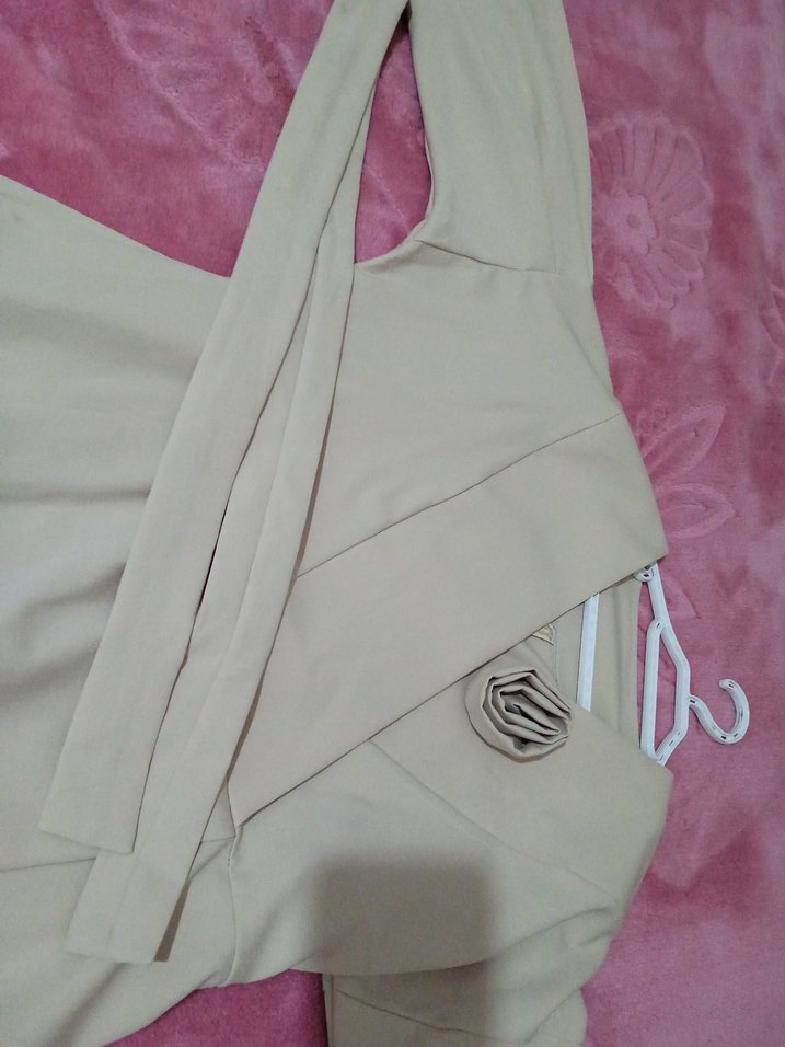 Kadın Bej Uzun Ceketli Kemerli Takım - Görsel 5