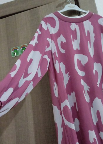 Pembe Uzun Kollu Salaş Uzun Elbise - Görsel 2