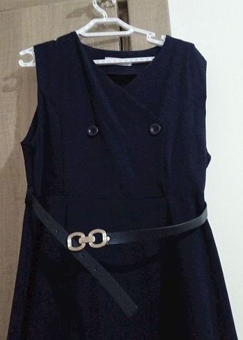 Kemerli Siyah Uzun Kadın Elbise - Görsel 2