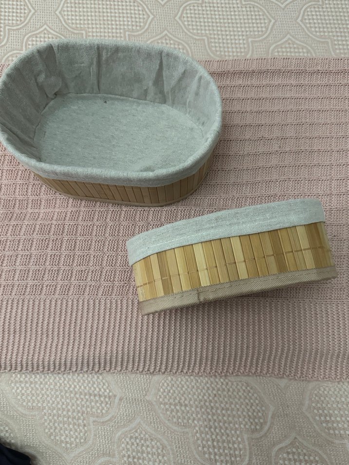 Bej ve Gri Hasır Saklama Sepeti - Görsel 2