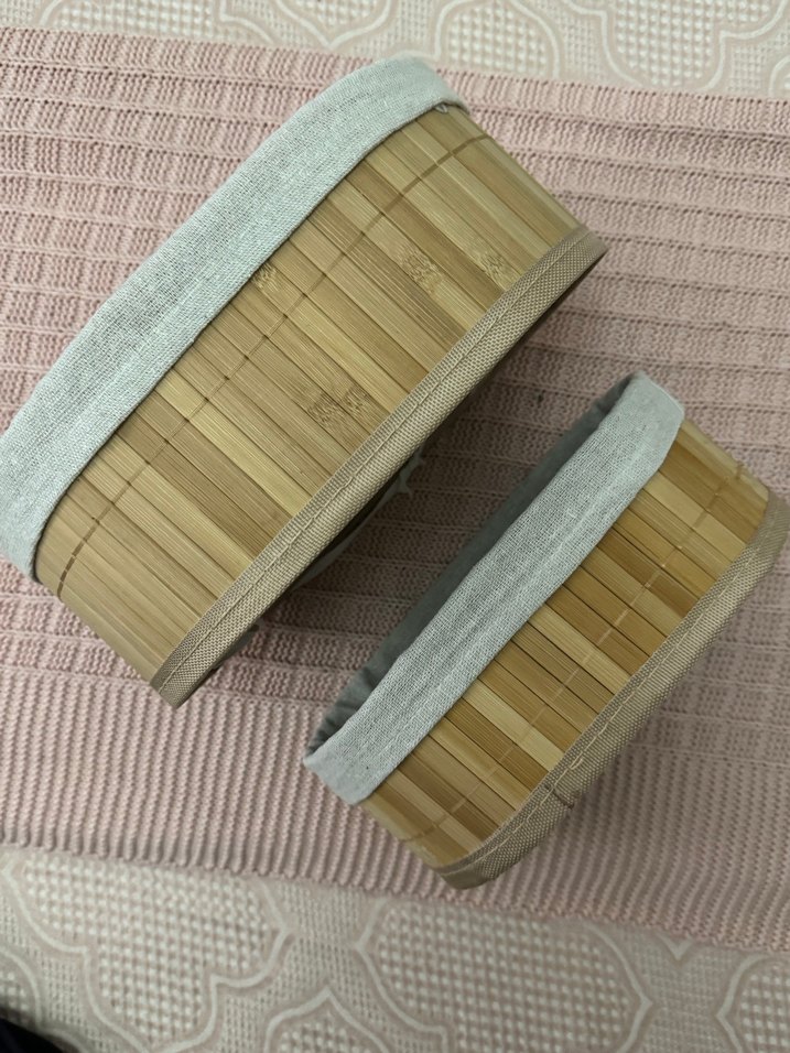 Bej ve Gri Hasır Saklama Sepeti - Görsel 3