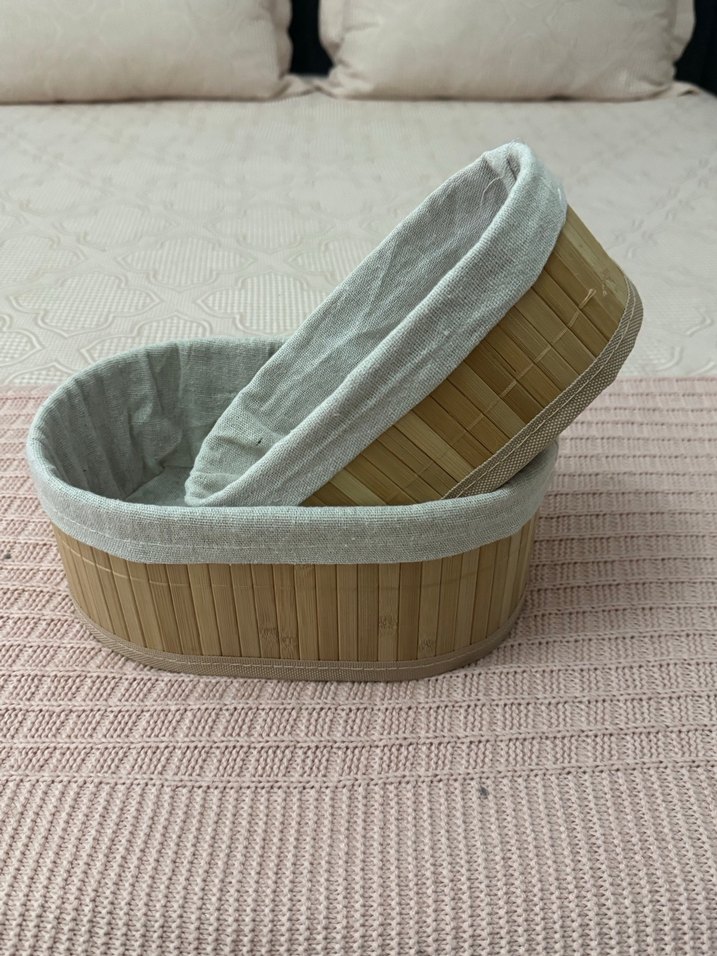 Bej ve Gri Hasır Saklama Sepeti - Görsel 4