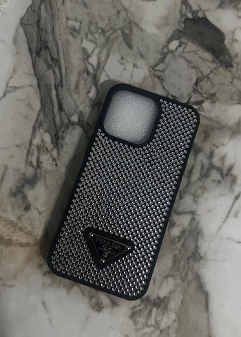 Boncuk İşlemeli Gri Telefon Kılıfı 13 pro
