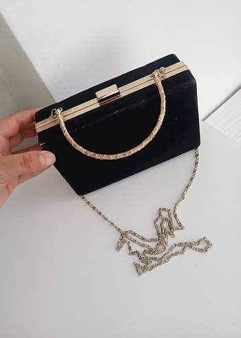 Diger Vintage Kadın Süet Zincirli Clutch Çanta