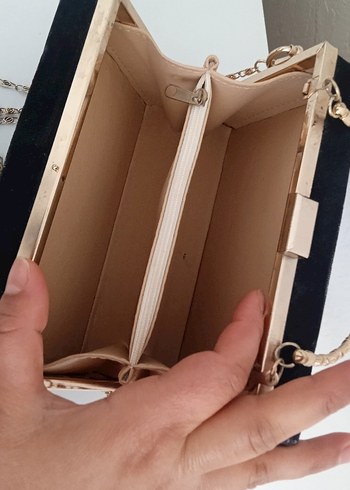 Diğer Diger Vintage Kadın Süet Zincirli Clutch Çanta
