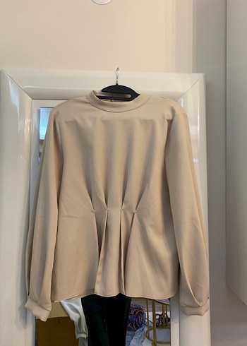 Kadın Keten Pileli Uzun Kollu Bluz. Renkleri mevcut - Görsel 3