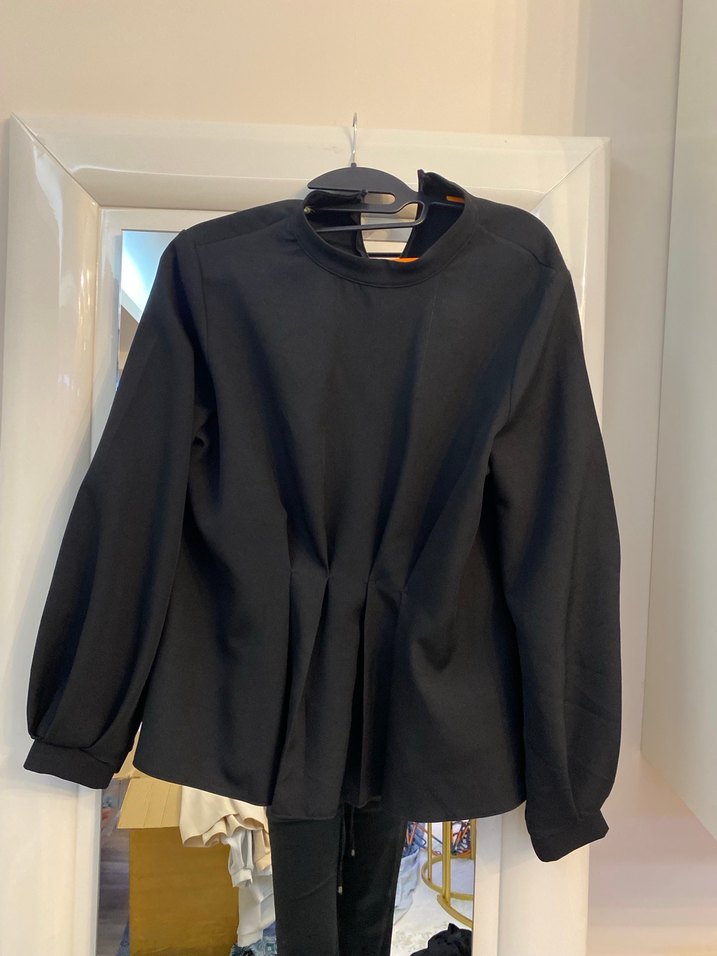 Kadın Keten Pileli Uzun Kollu Bluz. Renkleri mevcut - Görsel 5