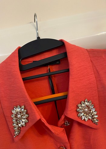 Nakışlı Nar Çiçeği Uzun Keten Kadın Kaban - Görsel 2