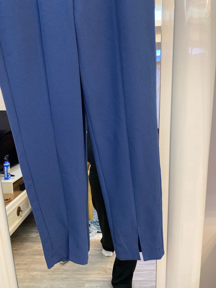 Kadın Mavi Uzun Kumaş Pantolon - Görsel 2