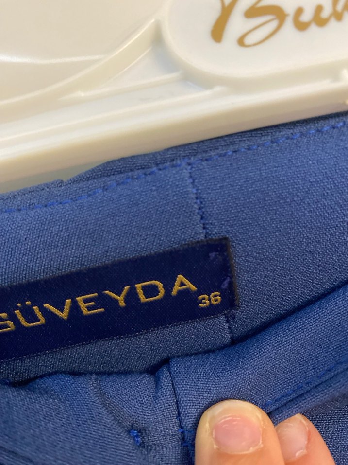 Kadın Mavi Uzun Kumaş Pantolon - Görsel 3