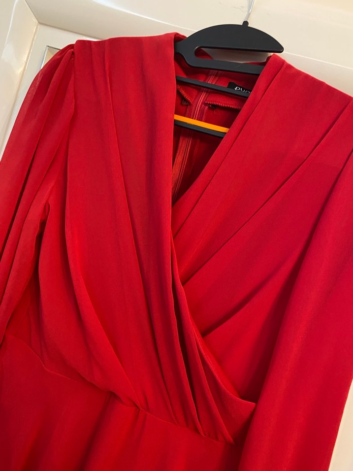 Kırmızı Uzun Abiye Elbise - Görsel 2
