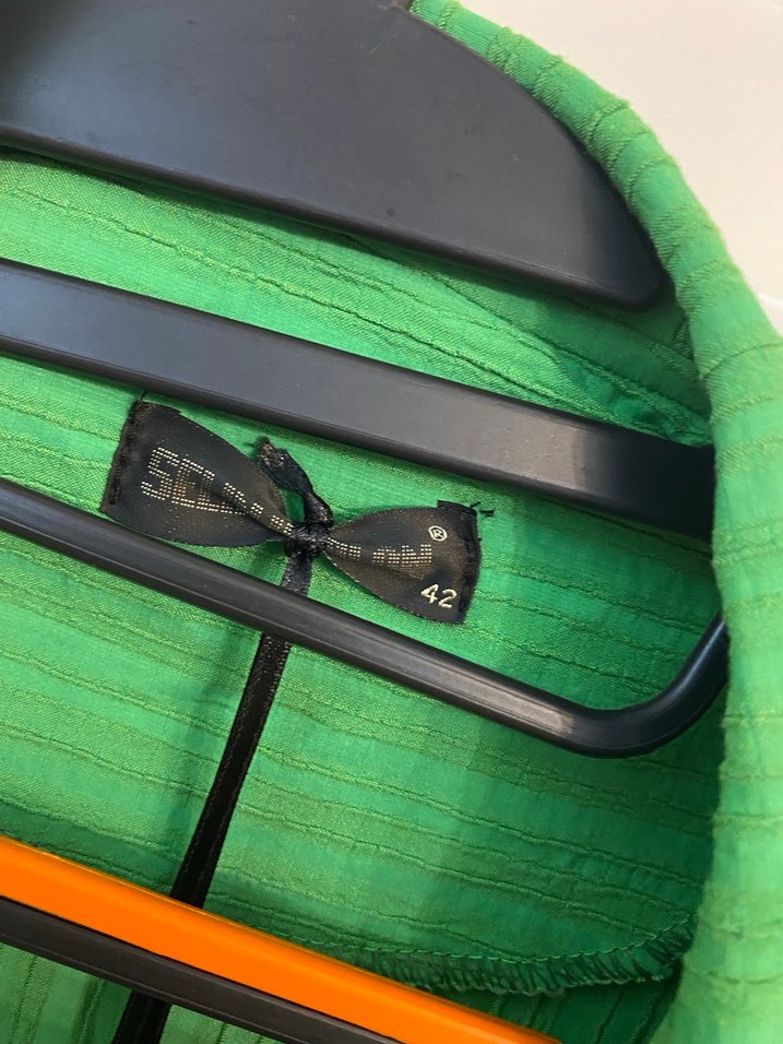 Yeşil Pilili Uzun Keten Kadın Kaban - Görsel 2