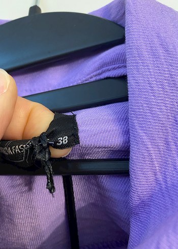 Uzun Kollu Mor Kadın Keten Ceket - Görsel 3