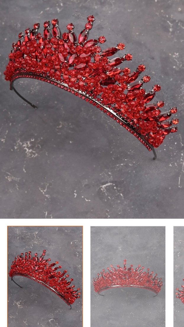 İnci ve Taş İşlemeli Beyaz Gelin Tacı - Görsel 2