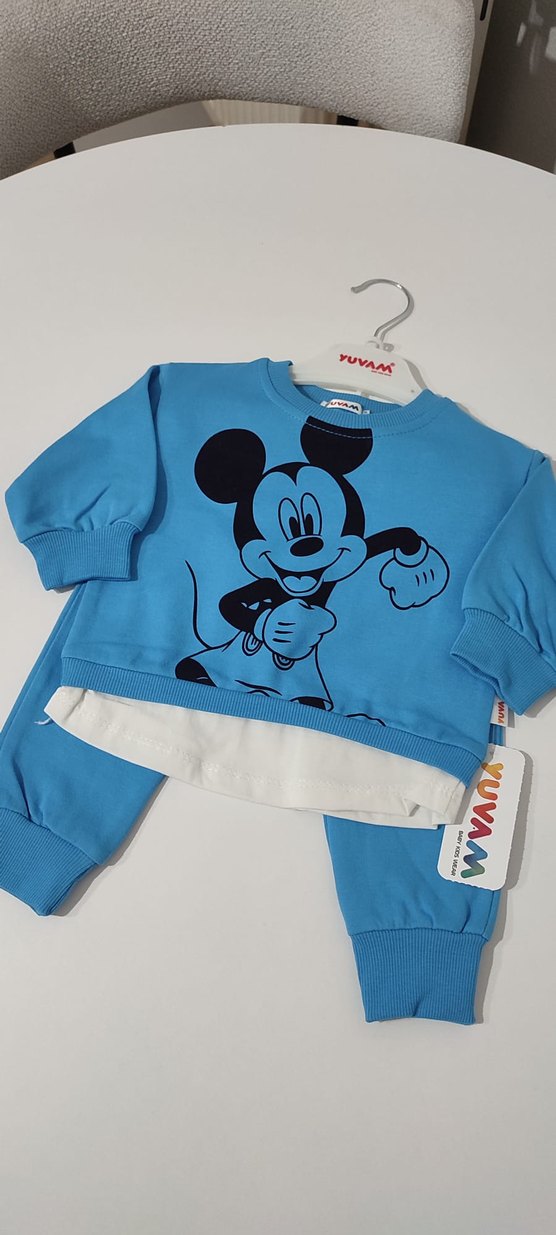 Mavi Mickey Mouse Baskılı Bebek Takımı - Görsel 2