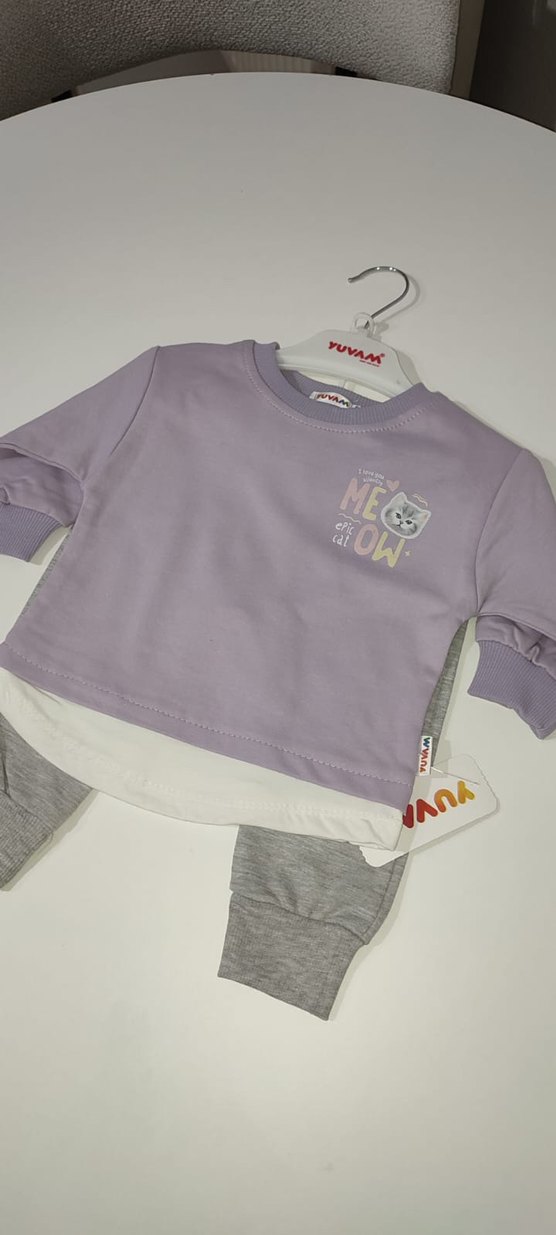 Uzun Kollu Mor Bebek Kız Takımı - Görsel 3