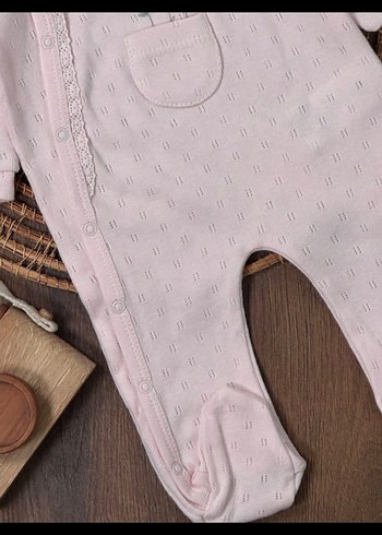 Pembe Nakışlı Kız Bebek Tulum - Görsel 3