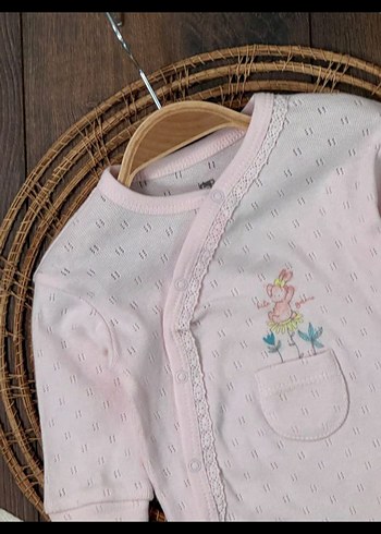 Pembe Nakışlı Kız Bebek Tulum - Görsel 5