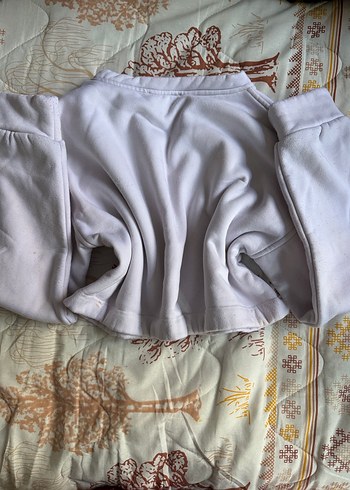 Beyaz Rahat Kesim Kadın Sweatshirt - Görsel 2