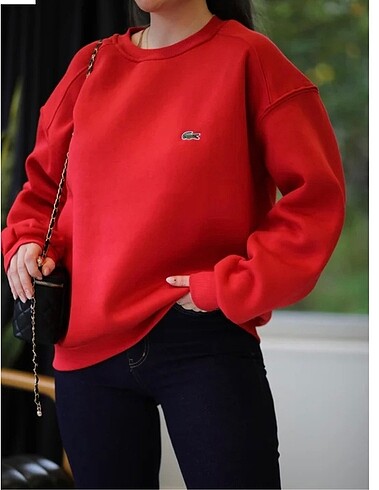 Lacoste Kırmızı oversize sweatshirt