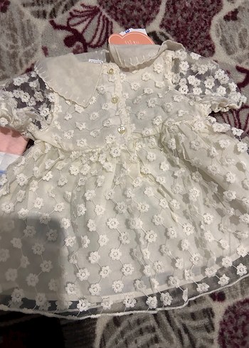 Kız Çocuk Beyaz Nakışlı Dantel Elbise - Görsel 2