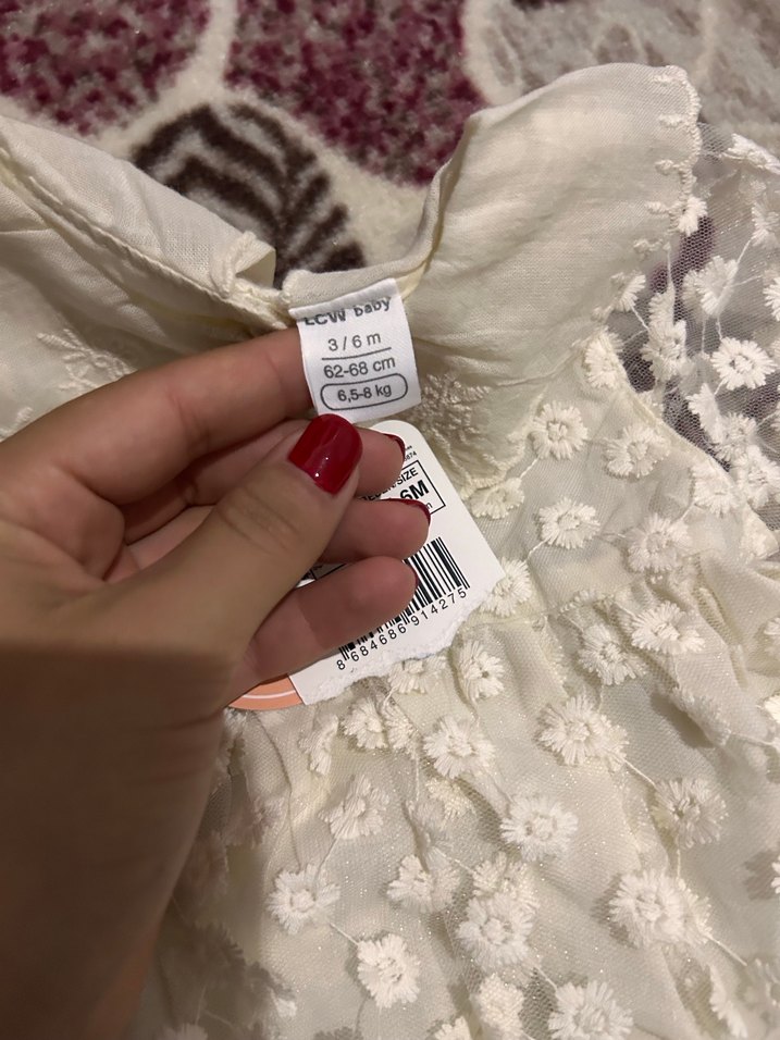 Kız Çocuk Beyaz Nakışlı Dantel Elbise - Görsel 3