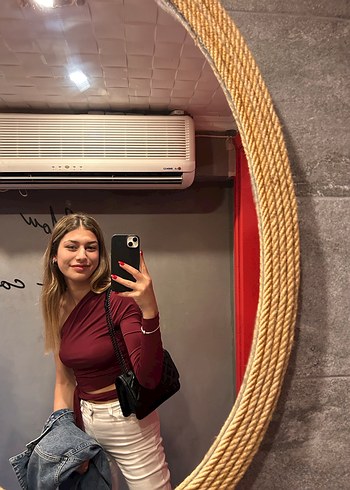 Bordo Kadın Tek Kol Üst - Görsel 2