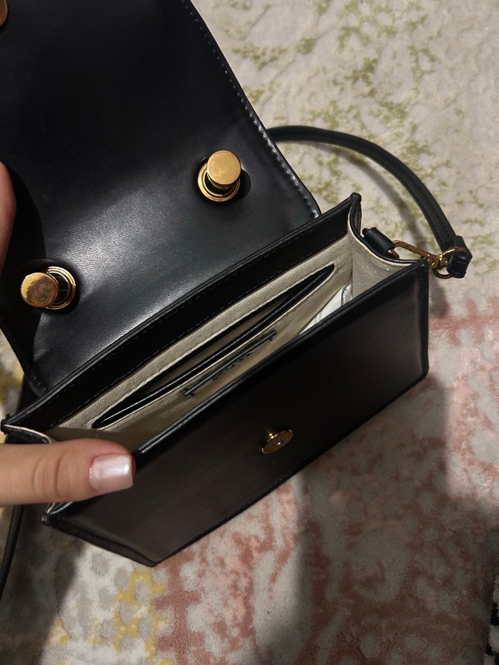 Klasik Siyah Deri Kadın Çanta - Görsel 3