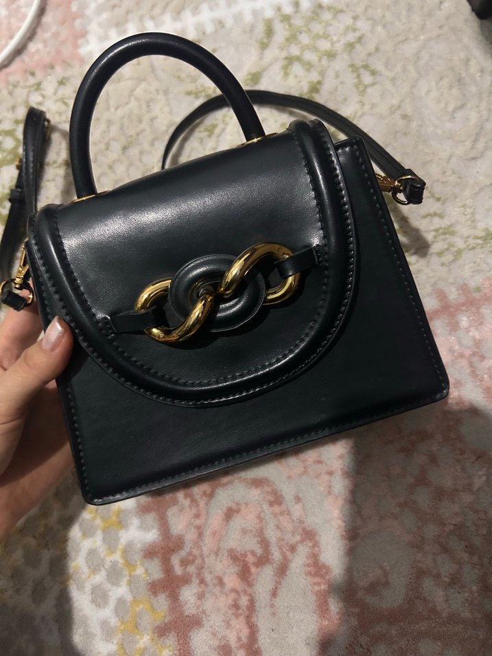 Klasik Siyah Deri Kadın Çanta - Görsel 2