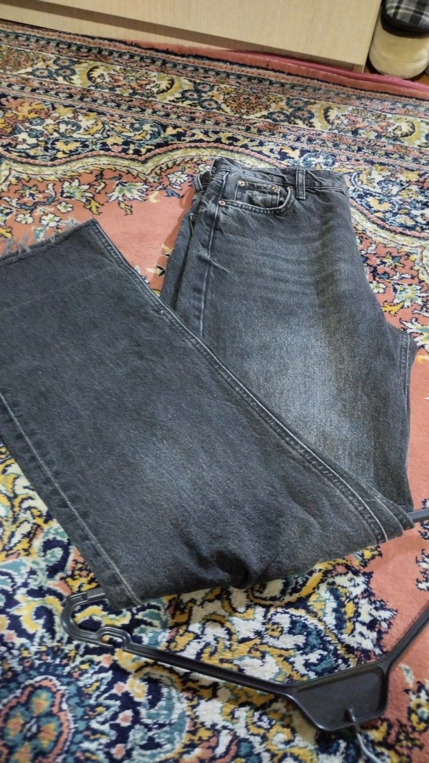 Gri Bağcıklı Bol Kesim Bağcıklı Kot Pantolon - Görsel 2