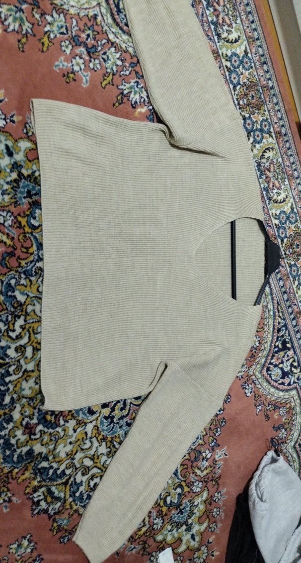 Kadın Bej Triko Bohem Uzun Kollu Kazak - Görsel 2