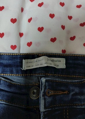 Kadın Parlak Mavi Denim Kemerli Dar Kesim Pantolon - Görsel 3