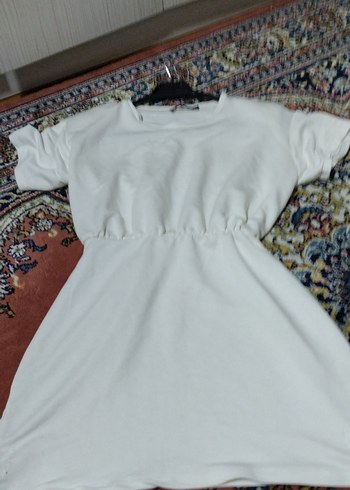 Kısa Kollu Beyaz Mini Elbise - Görsel 2