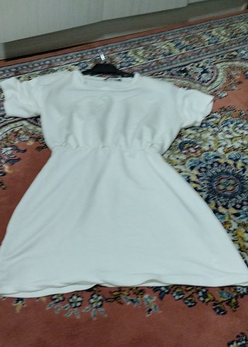 Kısa Kollu Beyaz Mini Elbise - Görsel 3