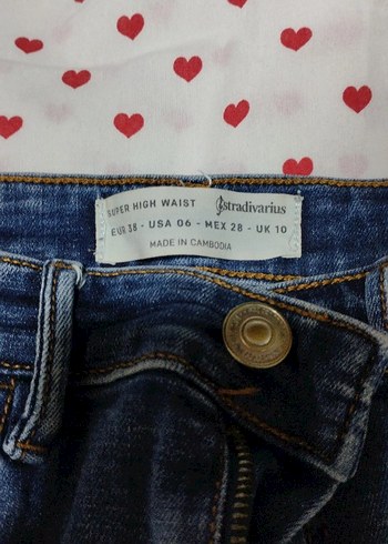 Düğmeli Mavi Kadın Kot Pantolon - Görsel 3