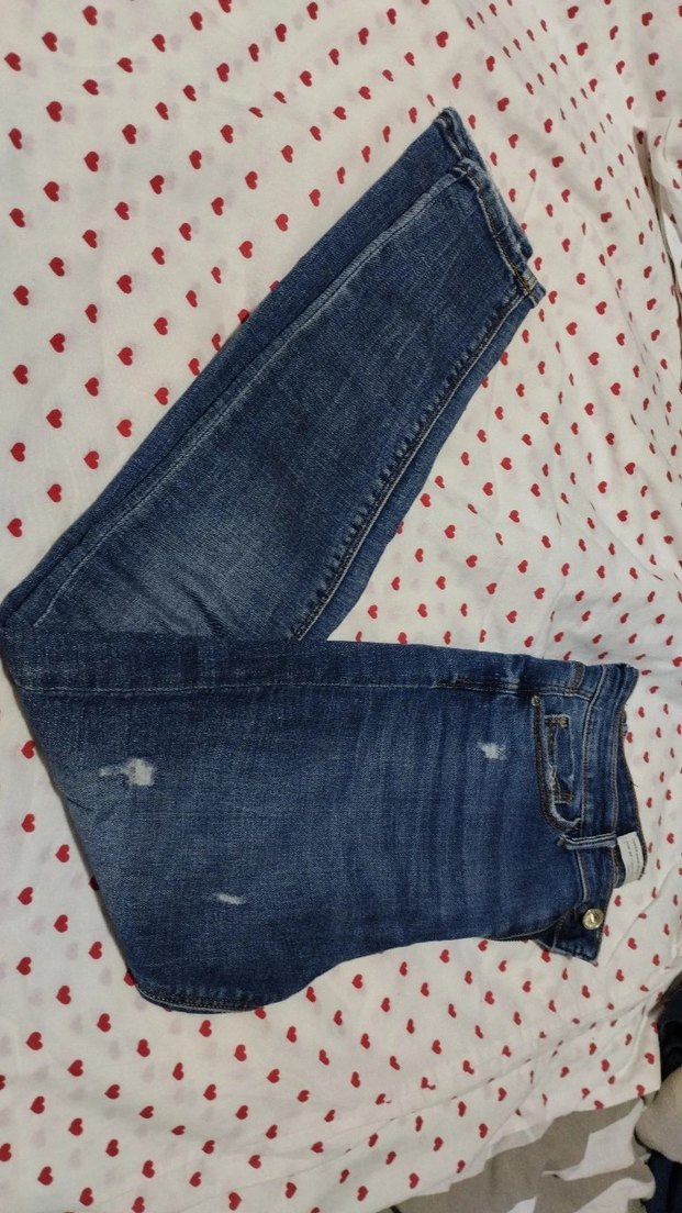 Düğmeli Mavi Kadın Kot Pantolon - Görsel 2