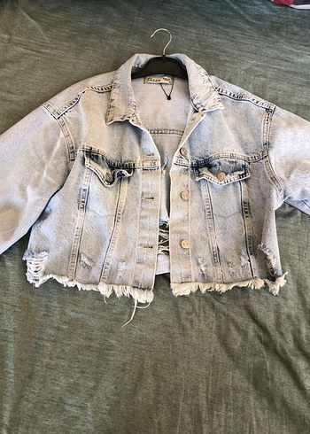 Koton Gri Düğmeli Midi Denim Ceket