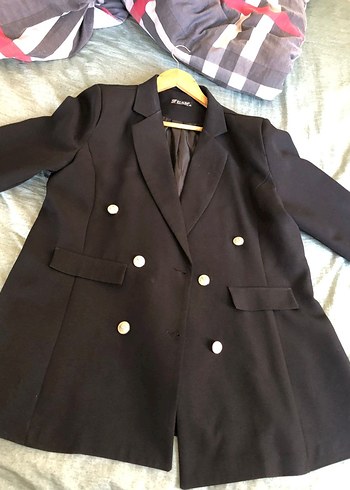 Koton Düğmeli Siyah Midi Kadın Blazer Ceket
