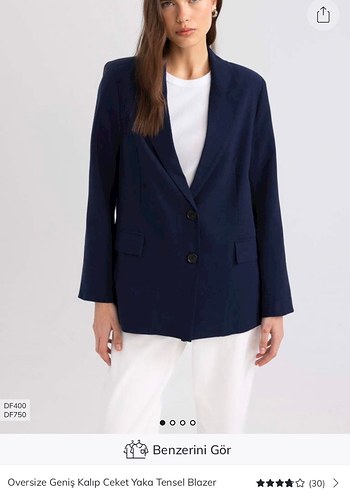 Lacivert Oversize Tensel Blazer