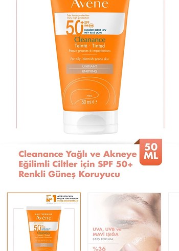 Beden Avene Cleanance Tinted SPF 50+ Güneş Kremi 50 ml