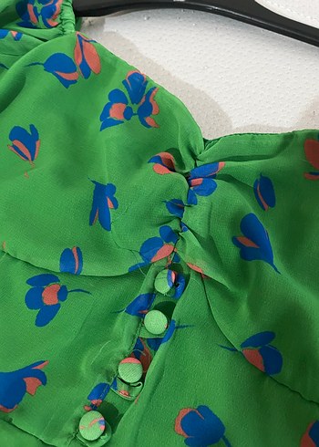 Yeşil Düğmeli Midi Elbise - Görsel 2