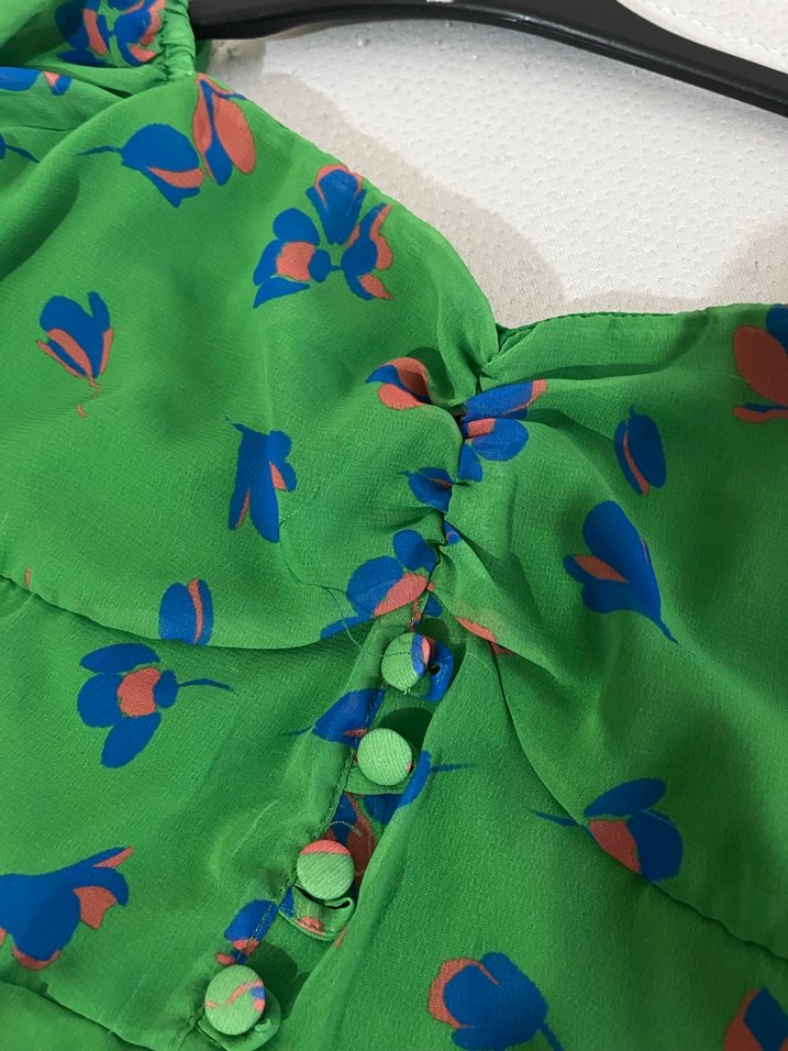 Yeşil Düğmeli Midi Elbise - Görsel 2