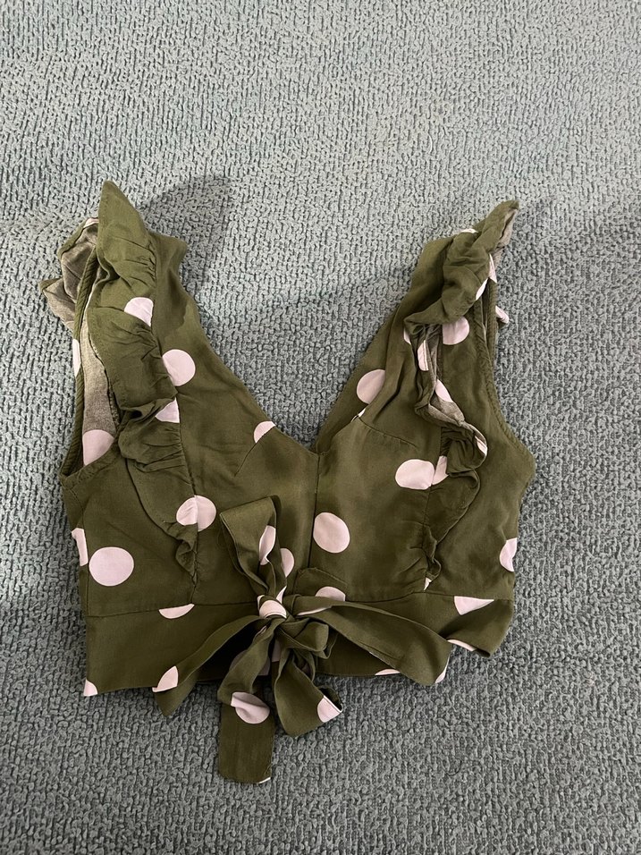 Puantiye Desenli Yeşil Crop - Görsel 2