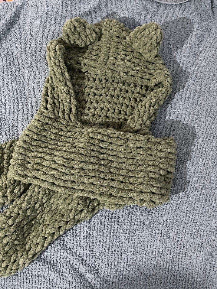 Yeşil Handmade Kapşonlu Atkı - Görsel 2